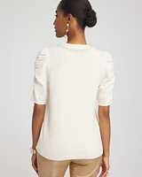 Ruched Sleeves Cashmere Blend Sweater