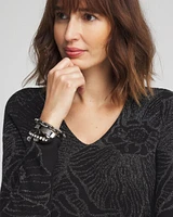 Jacquard V-Neck Pullover Sweater