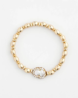 Goldtone Freshwater Pearl Stretch Bracelet