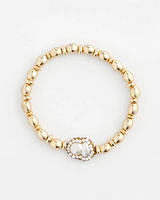 Goldtone Freshwater Pearl Stretch Bracelet
