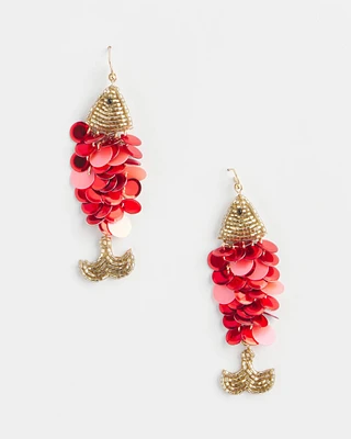 No Droop® Red Sequin Fish Earrings