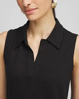 Slub Sleeveless Collared Tunic