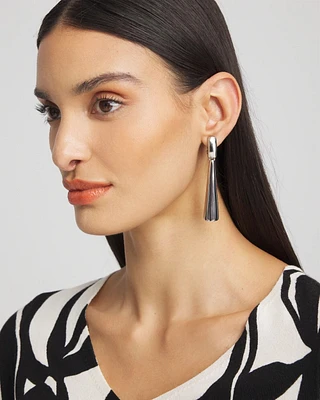 No Droop® Silver Tone Linear Clip-On Earrings