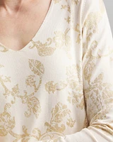 Foiled V-Neck Pullover Sweater