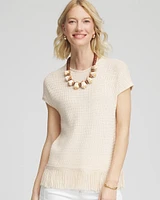Fringe-Hem Dolman Sweater Tee