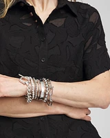 Small Beaded Silver Tone Stretch Bracelet
