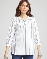No Iron™ Striped Buttonback Stretch Tunic