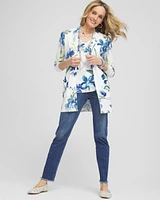 Long Floral Open-Front Cardigan