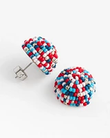 No Droop® Red White & Blue Beaded Stud Earrings