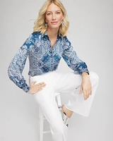 Faux Silk Collared Shirt
