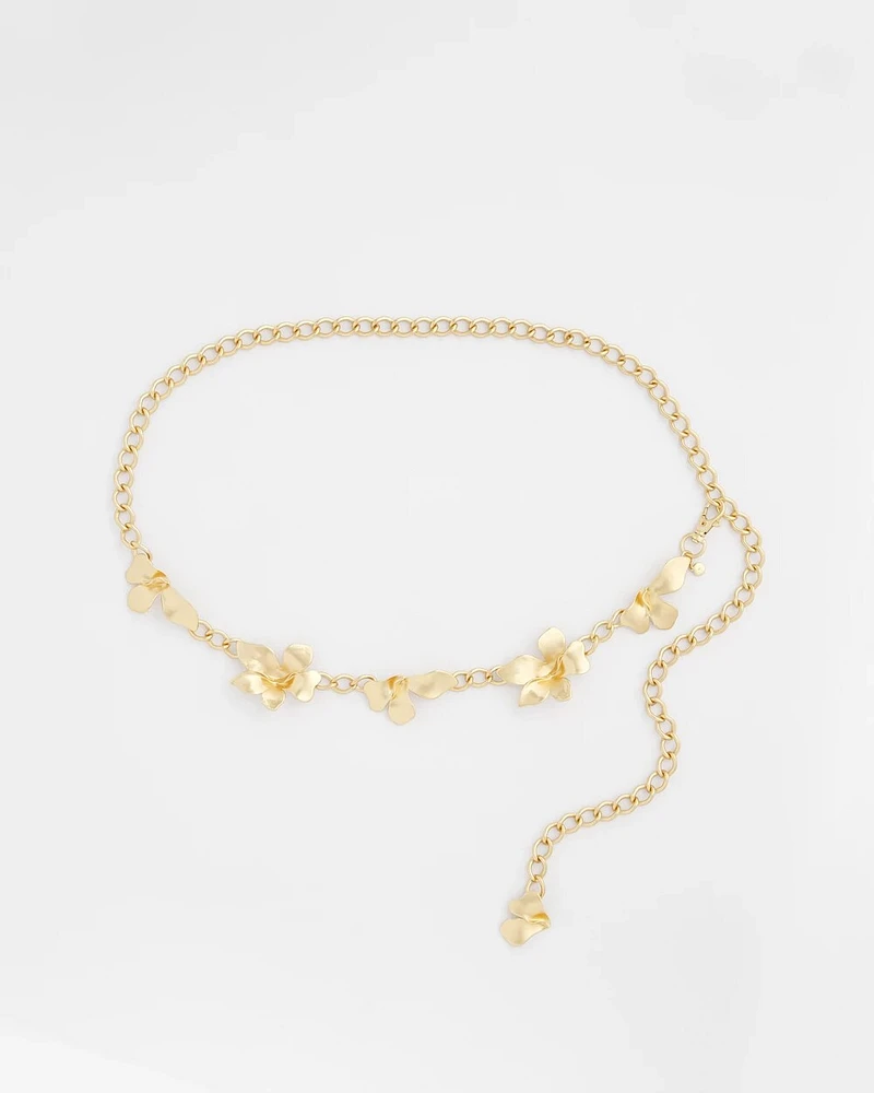 Gold-Tone Flowers Chain Belt