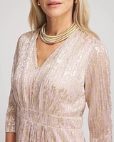 Metallic Pleated Maxi Dress