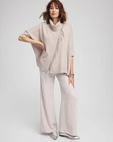 Cowl Neck Fringe Cashmere Blend Poncho