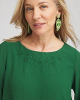 Embroidered Crinkle Chiffon Blouse