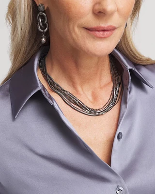 Multi Strand Hematite Collar Necklace