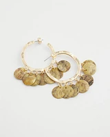 No Droop® Shell-Disc Hoop Earrings