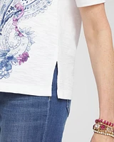 Paisley Slub Scoop-Neck Tee
