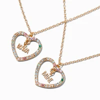 Mama & Mini Crystal Heart Pendant Necklaces - 2 Pack