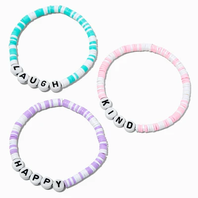 Claire's Club Pastel Fimo Clay Beaded Word Stretch Bracelets - 3 Pack