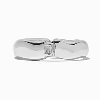 Thick Silver-tone Hinged Bangle Bracelet