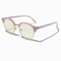 Solar Blue Light Reducing Purple Marble Browline Clear Lens Frames