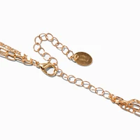 Gold-tone Mermaid Iridescent Heart Multi-Strand Necklace