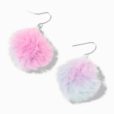 Pink, Purple, & Blue Pom Pom 2" Drop Earrings