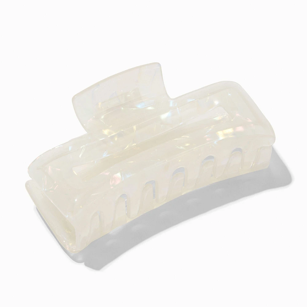 Iridescent Ivory Rectangular Hair Claw