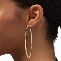Gold-tone 80MM Post Back Hoop Earrings
