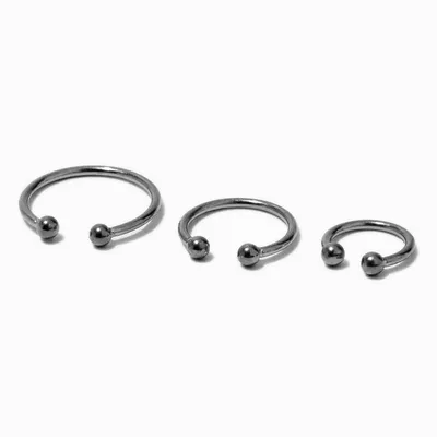 Silver-tone Mixed Faux Nose Rings - 3 Pack