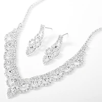 Silver Rhinestone Mini Scalloped V Jewelry Set - 2 Pack