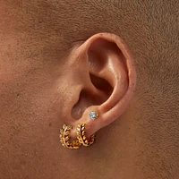 C LUXE by Claire's 18kt Gold Plated Cubic Zirconia Leaf Earring Stackables Set - 3 Pack