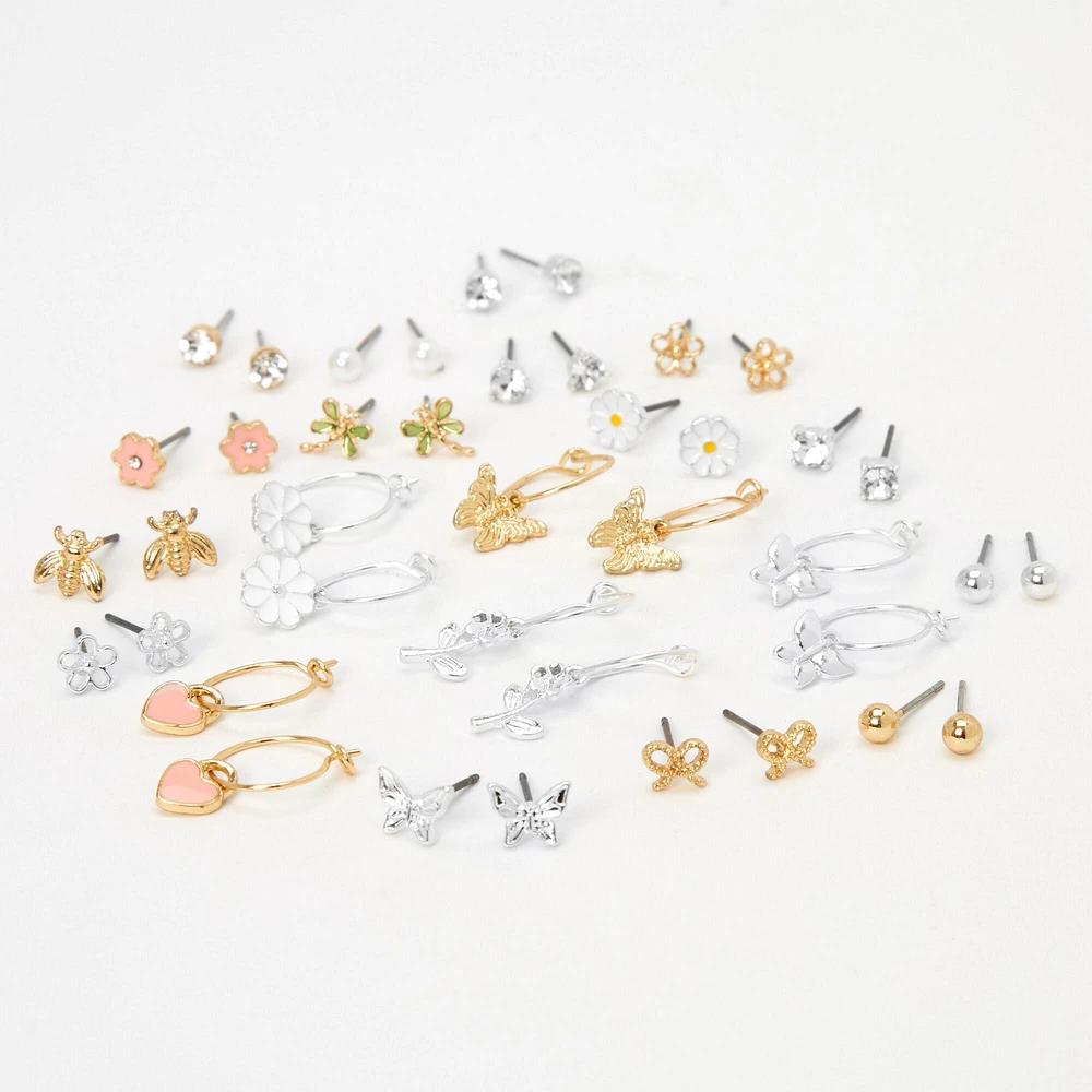 Gold & Silver Springtime Earrings Set - 20 Pack