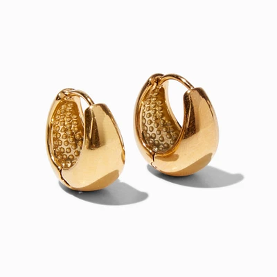 Gold-tone Stainless Steel Chunky Clicker Hoop Earrings