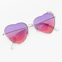 Claire's Club Purple & Pink Heart Aviator Sunglasses