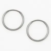 C LUXE by Claire's Silver Titanium 14MM Sleek Hoop Earrings