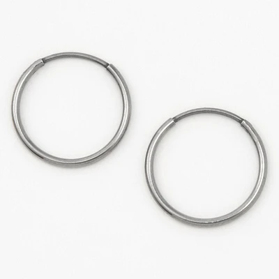 C LUXE by Claire's Silver Titanium 14MM Sleek Hoop Earrings