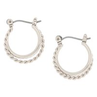Silver 15MM Braided Double Hoop Earrings