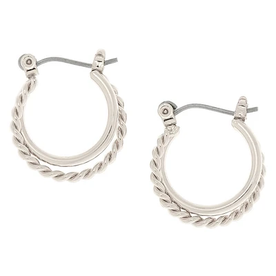 Silver 15MM Braided Double Hoop Earrings