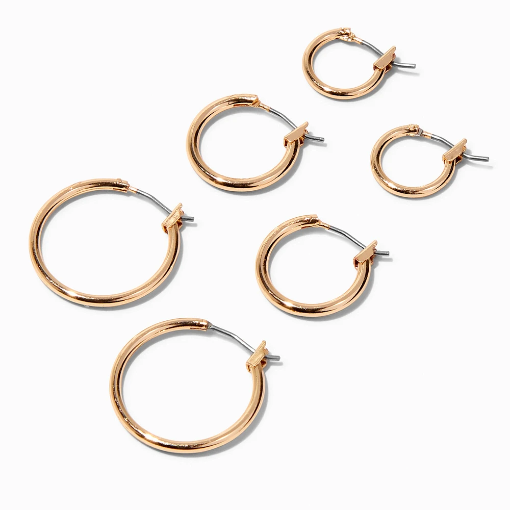 Gold Graduated Hinge Hoop Earrings