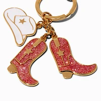 Pink Cowgirl Boots Keychain