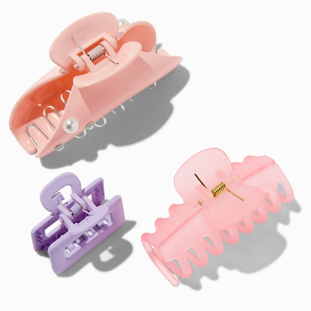 Monochrome Pink Cuties Small Hair Claws - 3 Pack