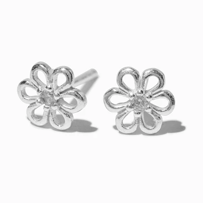 Sterling Silver Crystal Flower Stud Earrings