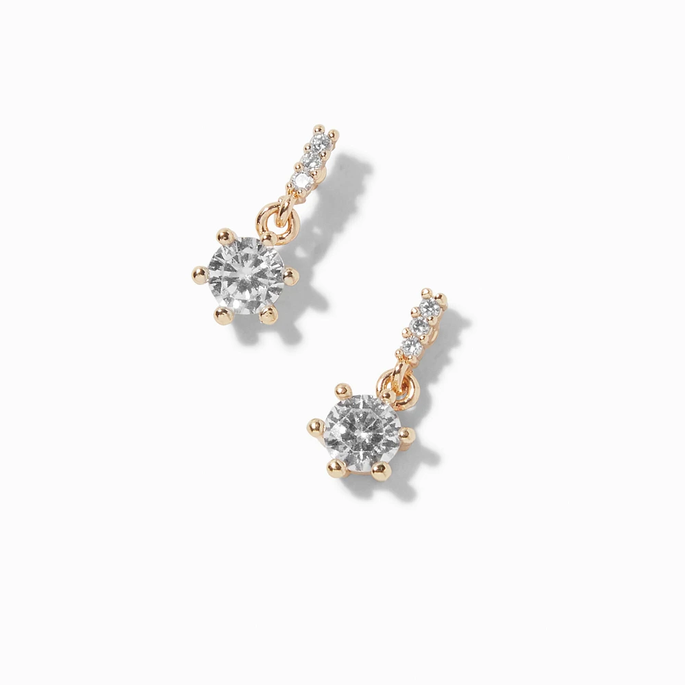 Gold-tone Cubic Zirconia 0.5" Drop Earrings