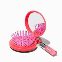Pink Sticker Club Hair Brush & Lip Gloss Keychain