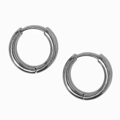 C LUXE by Claire's Silver-tone Titanium 12MM Tube Hoop Earrings