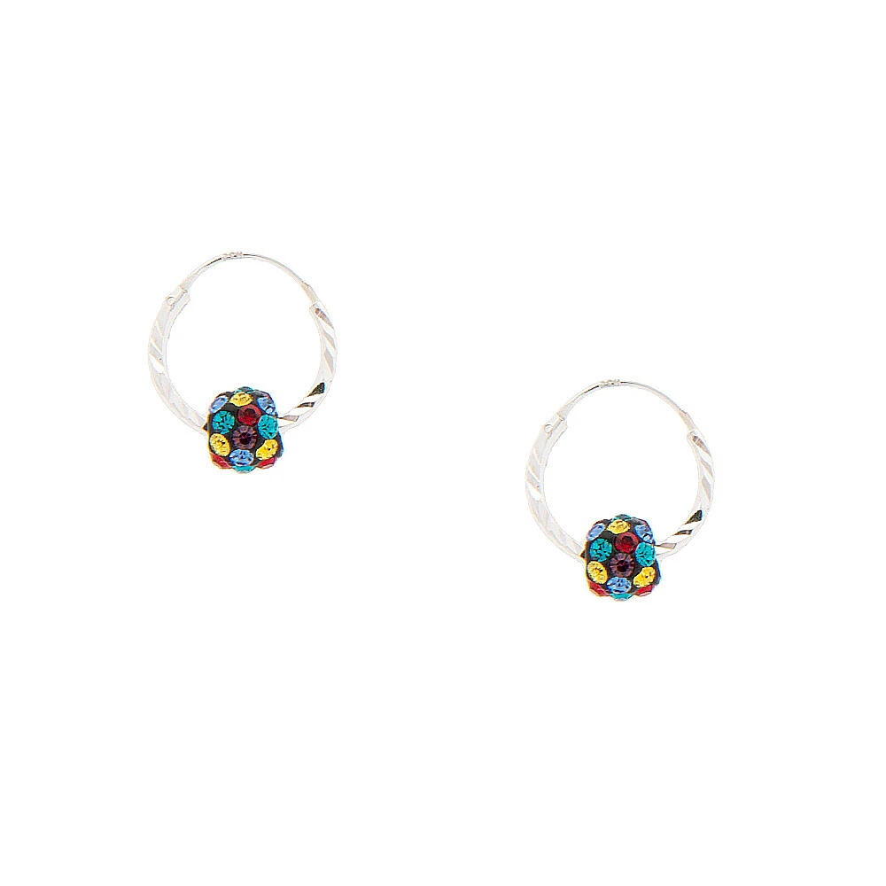 Sterling Silver 10MM Fireball Hoop Earrings