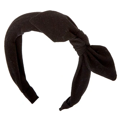 Black Solid Knotted Bow Headband