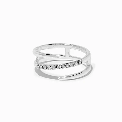 Silver-tone Crystal Twisted Ring