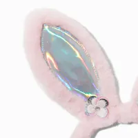 Pink Plush Iridescent Bunny Ears Headband